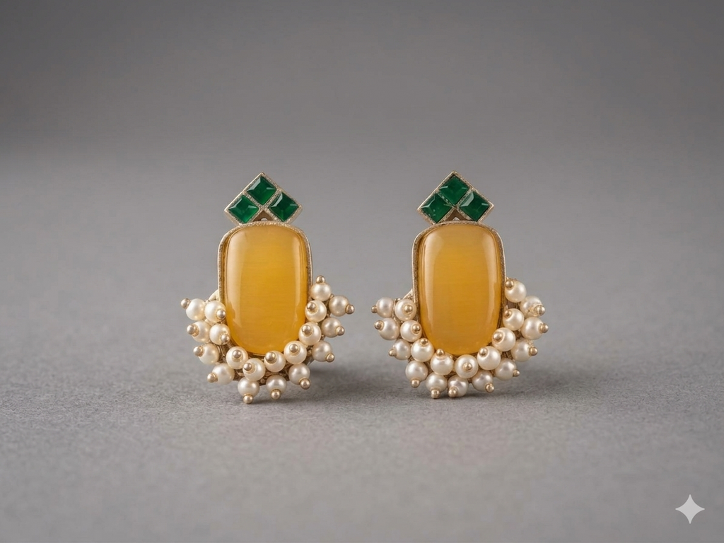 Ganga Yamuna - Drop Stud Earings
